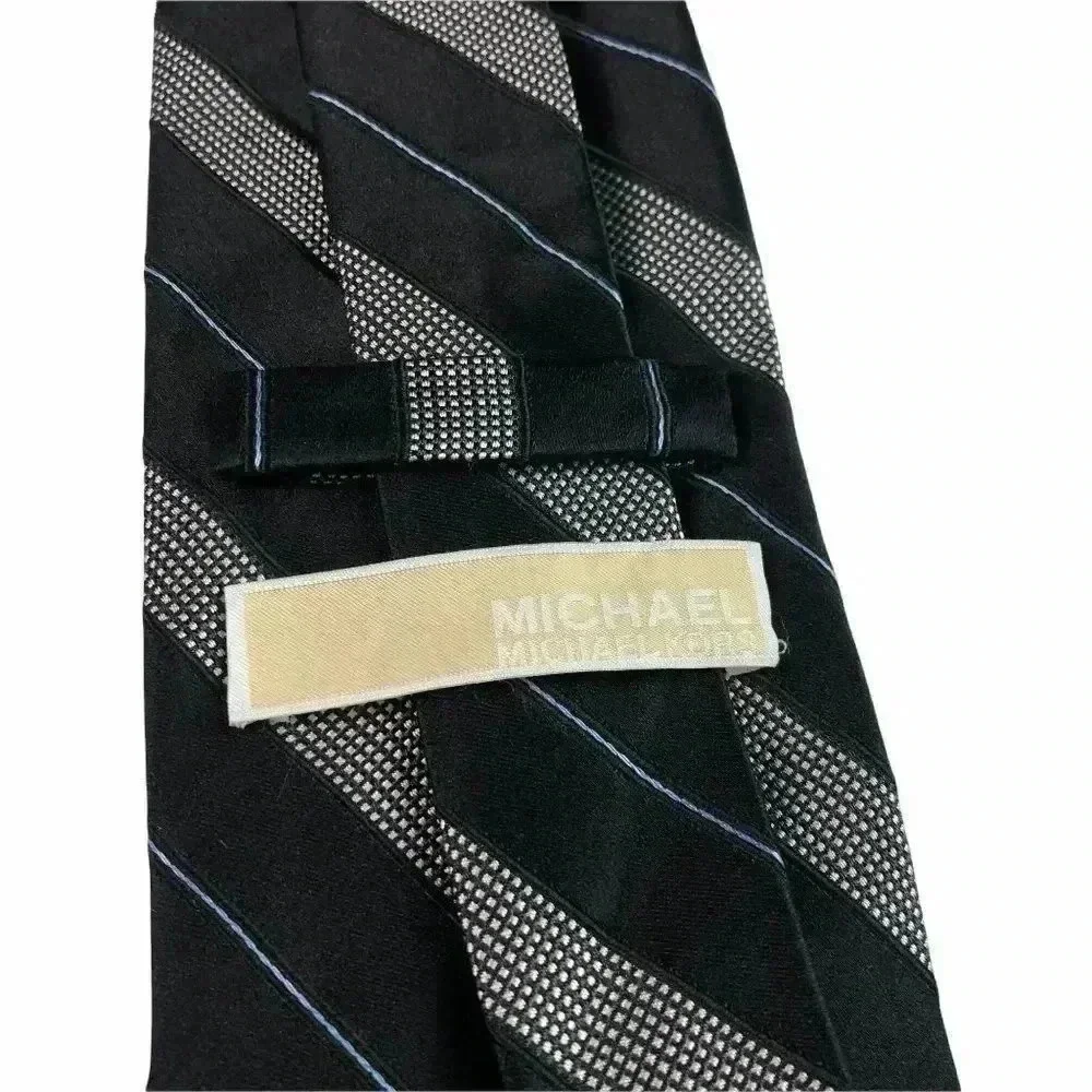 MICHAEL Michael Kors Black Striped All Silk Tie (3.5”W x 60”L) - Picture 4 of 5